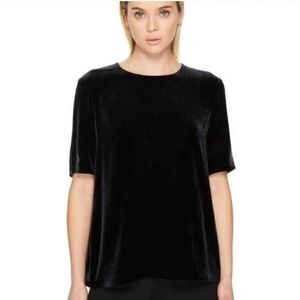 J. Crew Black Velvet Short Sleeve Top